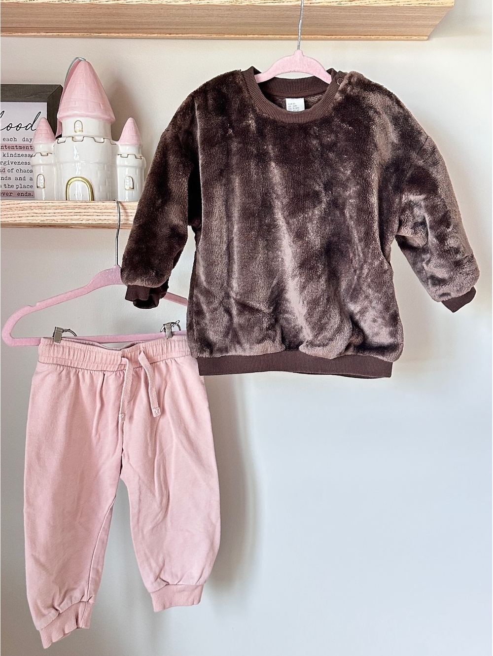 H&M Teddy Top and Sweats Set Sz 12m
